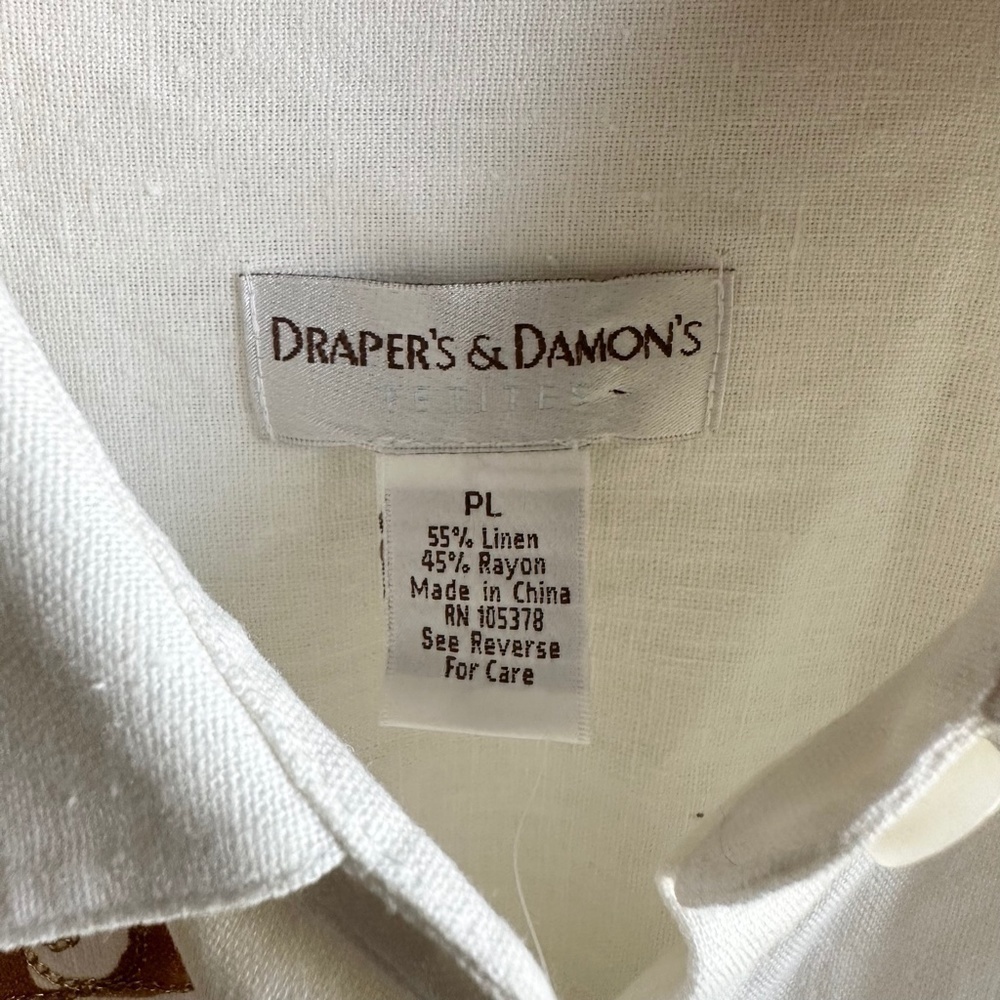 Draper’s & Damon’s Linen Floral Embroidered Top Vintage - Picture 9 of 10